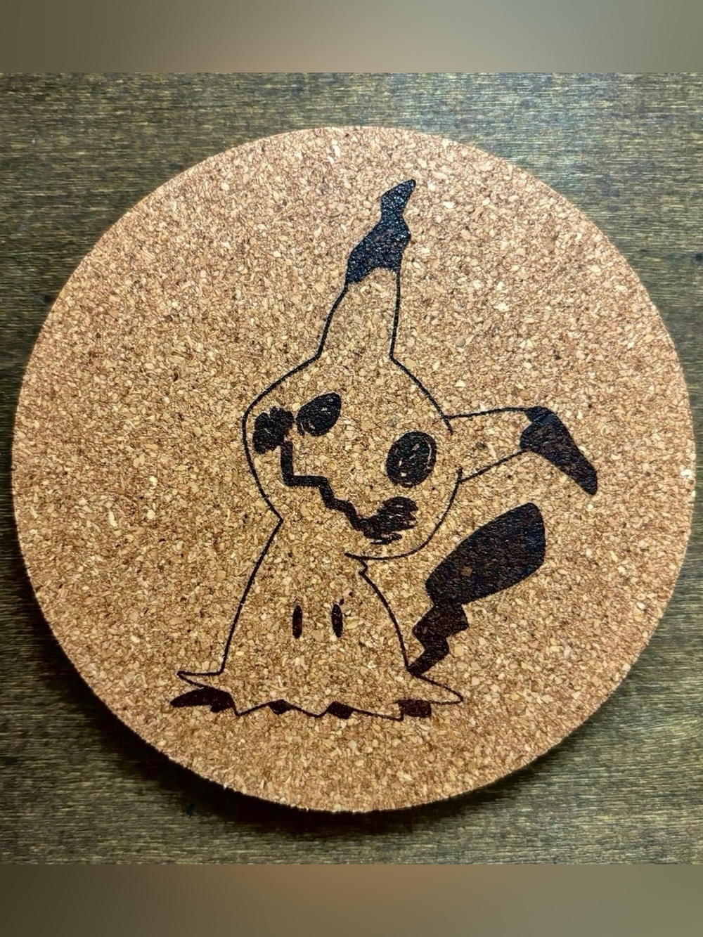 Pokemon Mimikyu Laser Engraved Cork Coaster